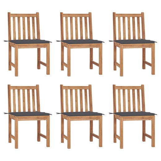 Gartensthle 6 Stk. mit Kissen Massivholz Teak