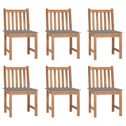 Gartensthle 6 Stk. mit Kissen Massivholz Teak