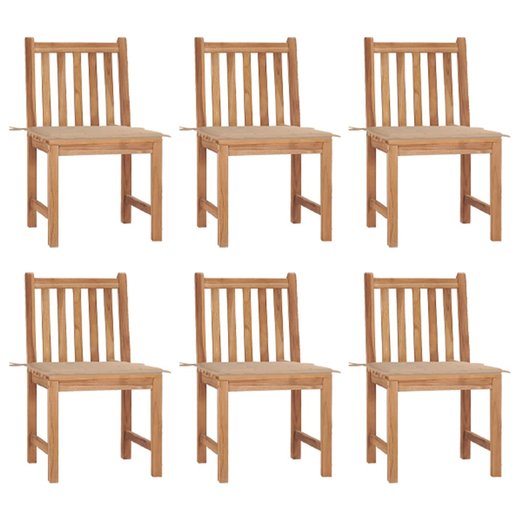 Gartensthle 6 Stk. mit Kissen Massivholz Teak