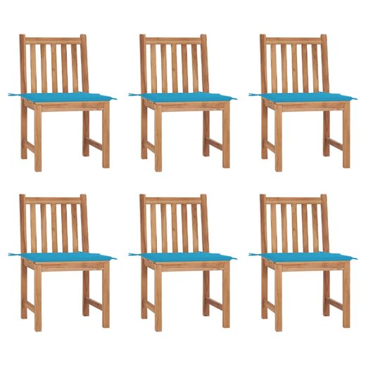 Gartensthle 6 Stk. mit Kissen Massivholz Teak