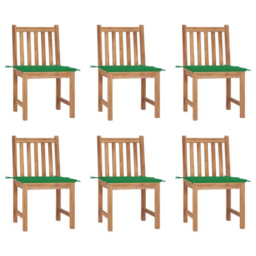 Gartensthle 6 Stk. mit Kissen Massivholz Teak