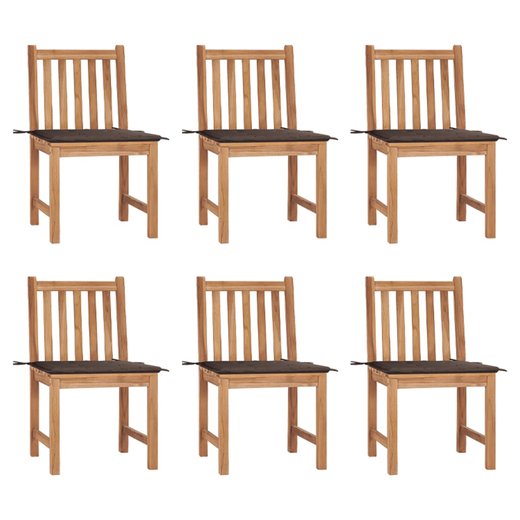 Gartensthle 6 Stk. mit Kissen Massivholz Teak