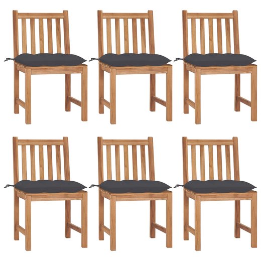 Gartensthle 6 Stk. mit Kissen Massivholz Teak