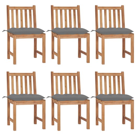 Gartensthle 6 Stk. mit Kissen Massivholz Teak
