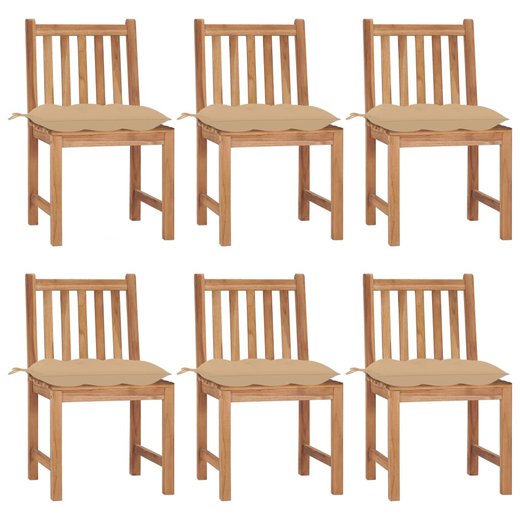 Gartensthle 6 Stk. mit Kissen Massivholz Teak