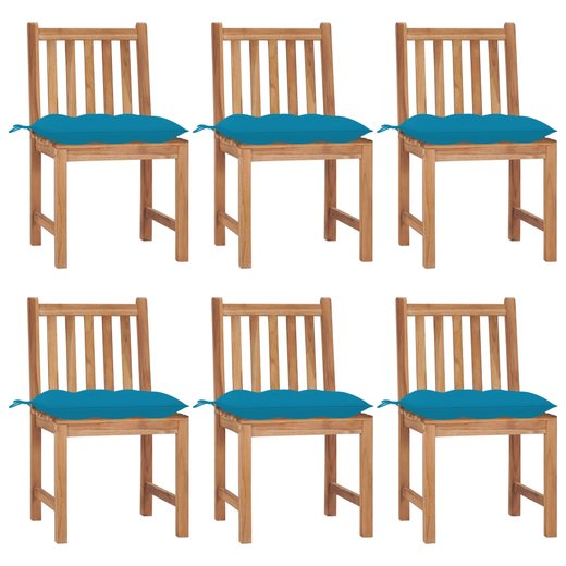 Gartensthle 6 Stk. mit Kissen Massivholz Teak