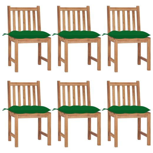 Gartensthle 6 Stk. mit Kissen Massivholz Teak