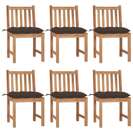Gartensthle 6 Stk. mit Kissen Massivholz Teak