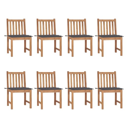 Gartensthle 8 Stk. mit Kissen Massivholz Teak