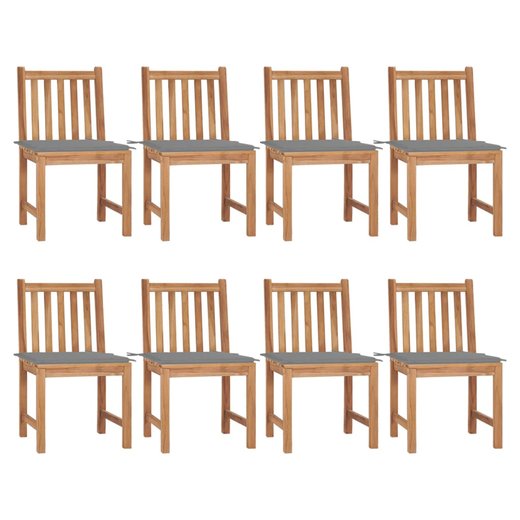 Gartensthle 8 Stk. mit Kissen Massivholz Teak