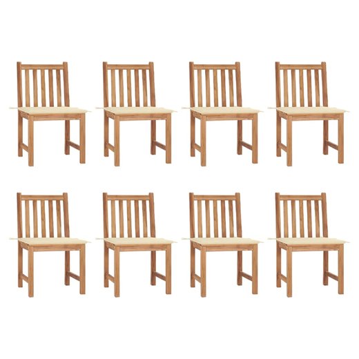 Gartensthle 8 Stk. mit Kissen Massivholz Teak