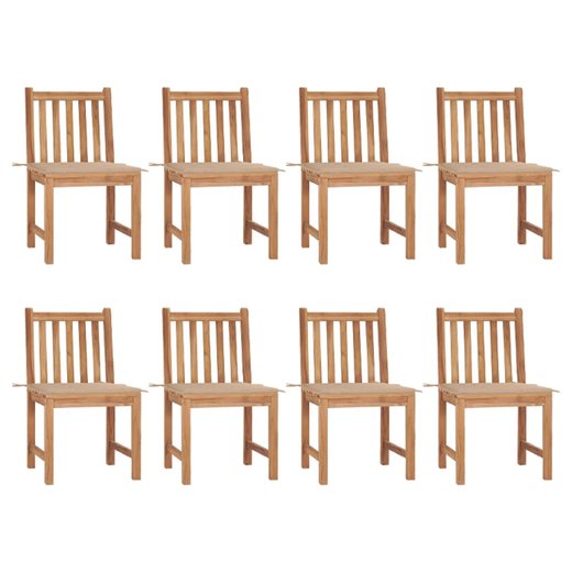 Gartensthle 8 Stk. mit Kissen Massivholz Teak