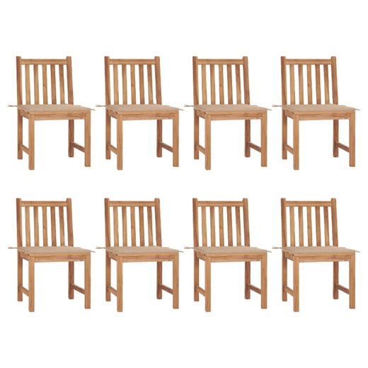 Gartensthle 8 Stk. mit Kissen Massivholz Teak