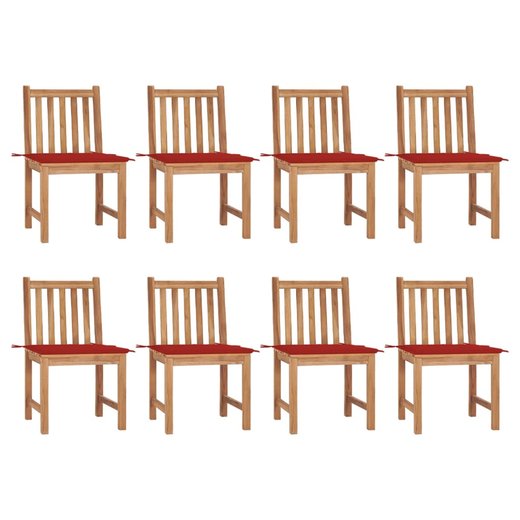Gartensthle 8 Stk. mit Kissen Massivholz Teak