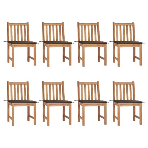 Gartensthle 8 Stk. mit Kissen Massivholz Teak