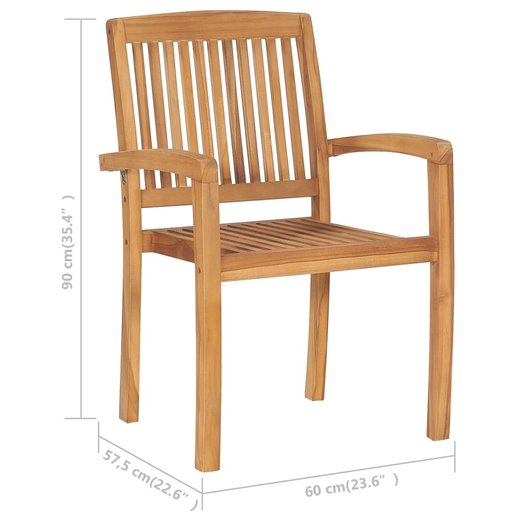 Stapelbare Gartensthle 6 Stk. Massivholz Teak