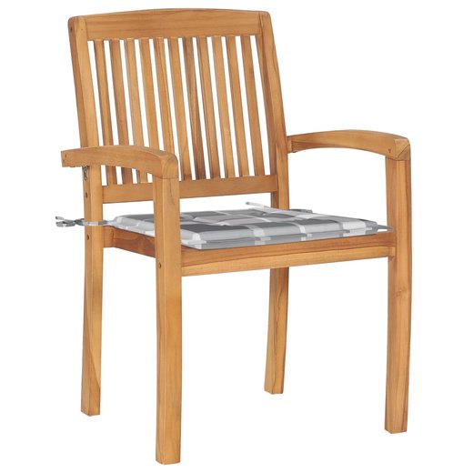 Stapelbare Gartensthle mit Kissen 4 Stk. Massivholz Teak