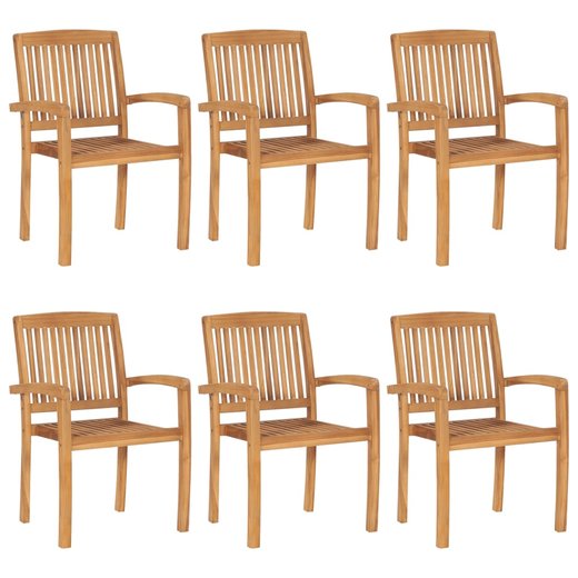 Stapelbare Gartensthle mit Kissen 6 Stk. Massivholz Teak