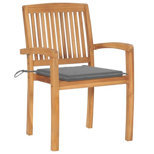 Stapelbare Gartensthle mit Kissen 8 Stk. Massivholz Teak