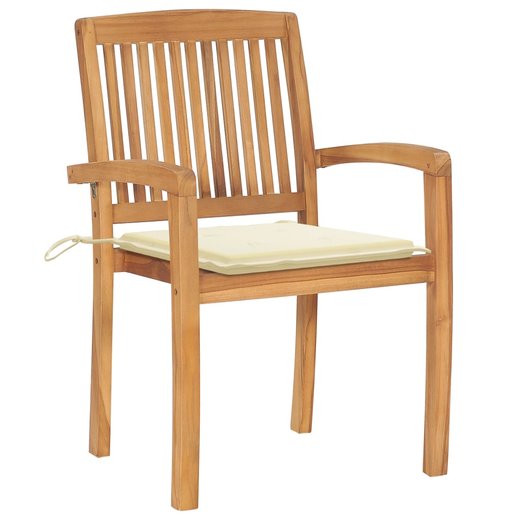 Stapelbare Gartensthle mit Kissen 8 Stk. Massivholz Teak