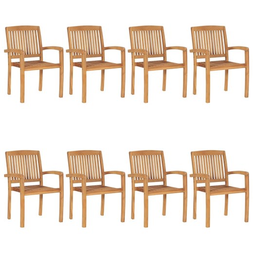 Stapelbare Gartensthle mit Kissen 8 Stk. Massivholz Teak
