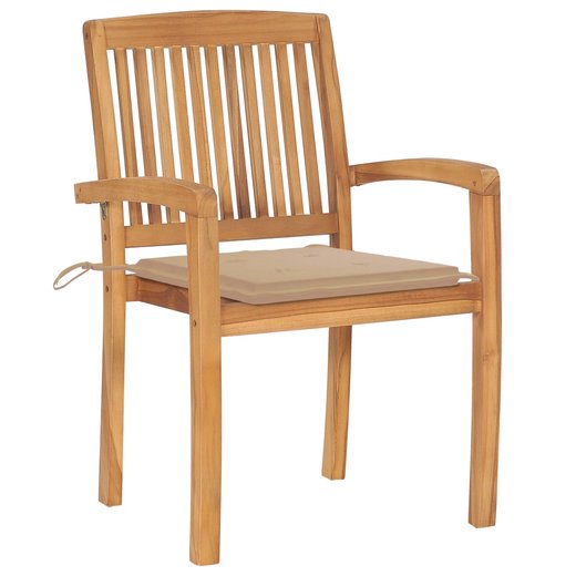 Stapelbare Gartensthle mit Kissen 8 Stk. Massivholz Teak