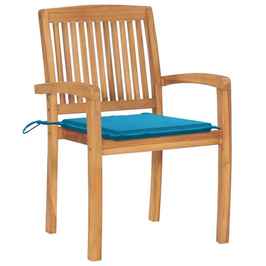 Stapelbare Gartensthle mit Kissen 8 Stk. Massivholz Teak