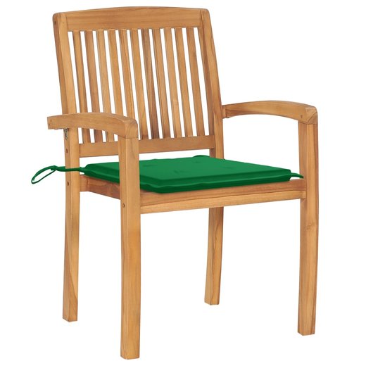 Stapelbare Gartensthle mit Kissen 8 Stk. Massivholz Teak
