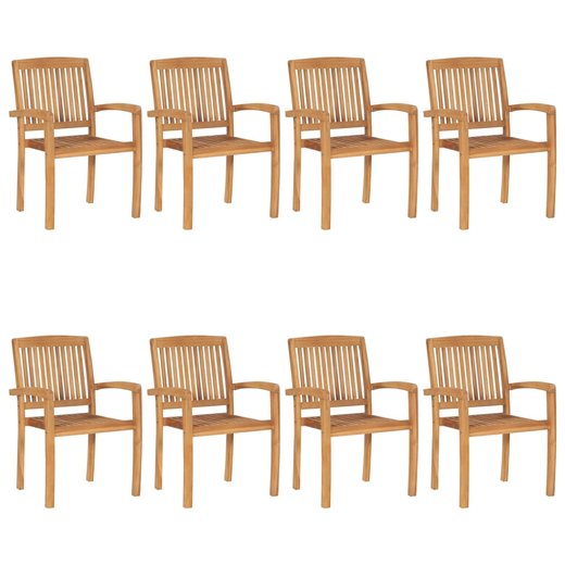 Stapelbare Gartensthle mit Kissen 8 Stk. Massivholz Teak