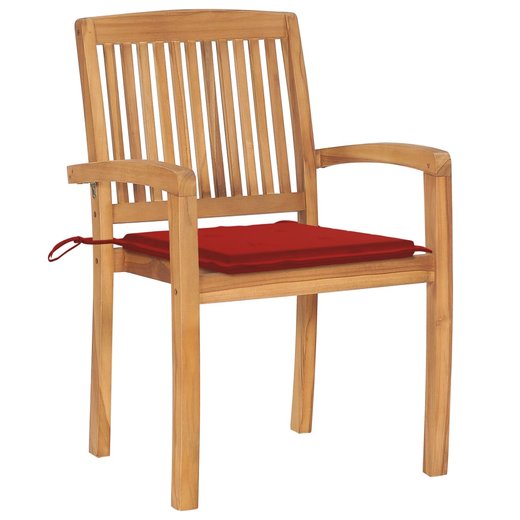 Stapelbare Gartensthle mit Kissen 8 Stk. Massivholz Teak