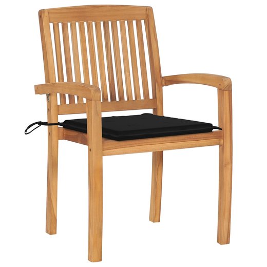 Stapelbare Gartensthle mit Kissen 8 Stk. Massivholz Teak