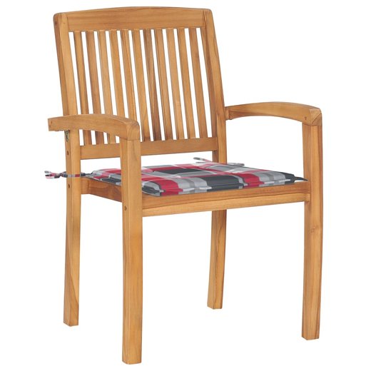 Stapelbare Gartensthle mit Kissen 8 Stk. Massivholz Teak