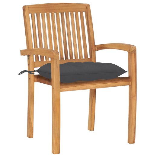 Stapelbare Gartensthle mit Kissen 8 Stk. Massivholz Teak