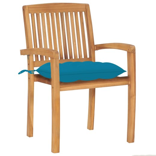 Stapelbare Gartensthle mit Kissen 8 Stk. Massivholz Teak