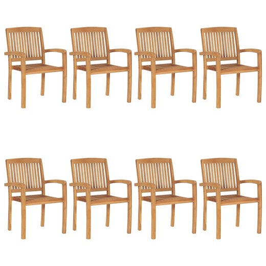 Stapelbare Gartensthle mit Kissen 8 Stk. Massivholz Teak