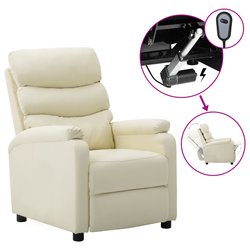 Elektrischer Sessel Verstellbar Creme Kunstleder
