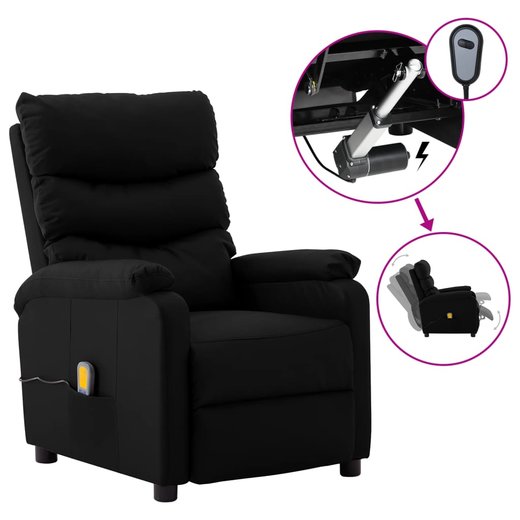 Elektrischer Massagesessel Schwarz Kunstleder
