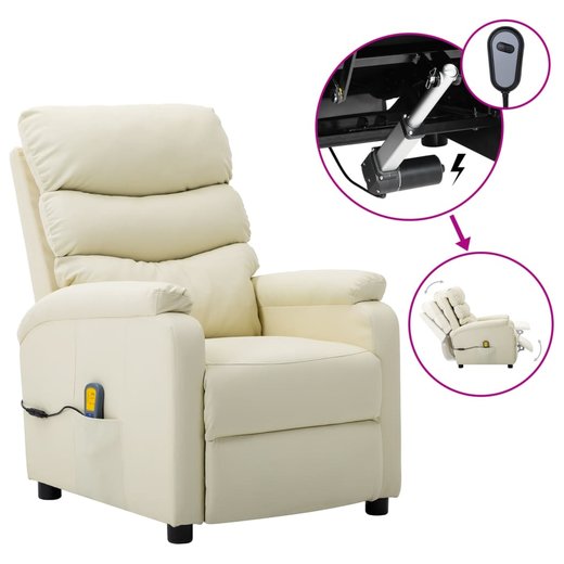 Elektrischer Massagesessel Creme Kunstleder