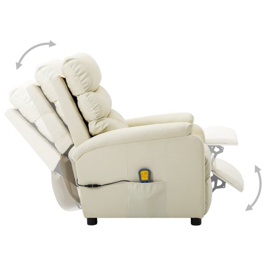 Elektrischer Massagesessel Creme Kunstleder
