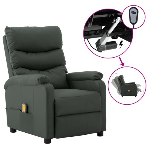 Elektrischer Massagesessel Grau Kunstleder