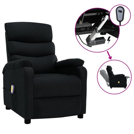 Elektrischer Massagesessel Schwarz Stoff