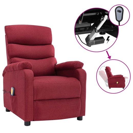Elektrischer Massagesessel Weinrot Stoff
