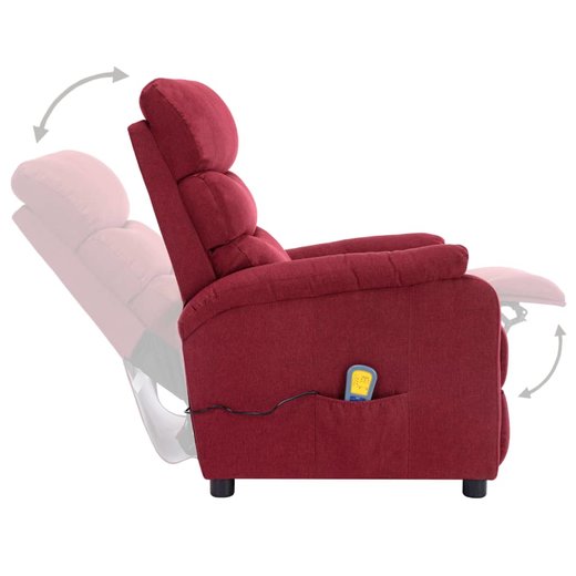 Elektrischer Massagesessel Weinrot Stoff