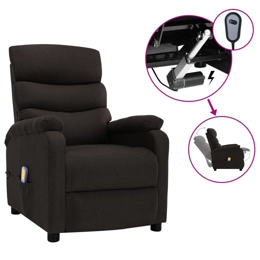 Elektrischer Massagesessel Dunkelbraun Stoff