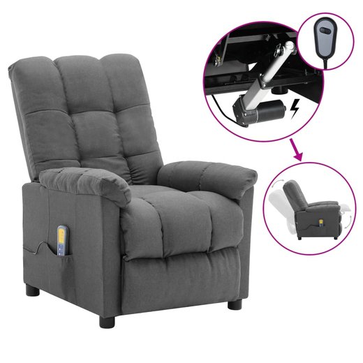 Elektrischer Massagesessel Hellgrau Stoff