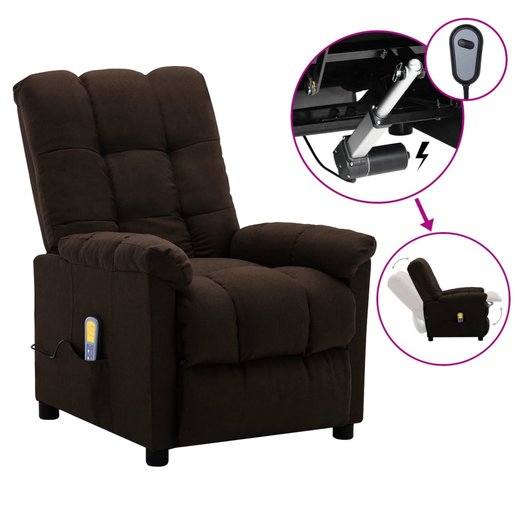 Elektrischer Massagesessel Dunkelbraun Stoff
