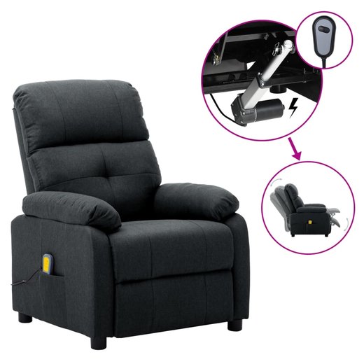 Elektrischer Massagesessel Verstellbar Dunkelgrau Stoff