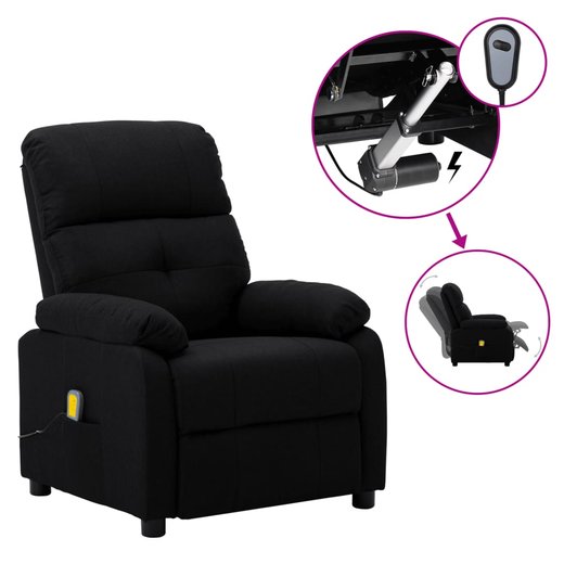 Elektrischer Massagesessel Verstellbar Schwarz Stoff