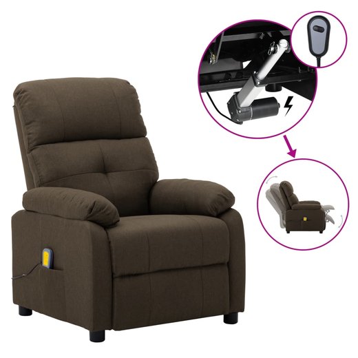 Elektrischer Massagesessel Verstellbar Braun Stoff