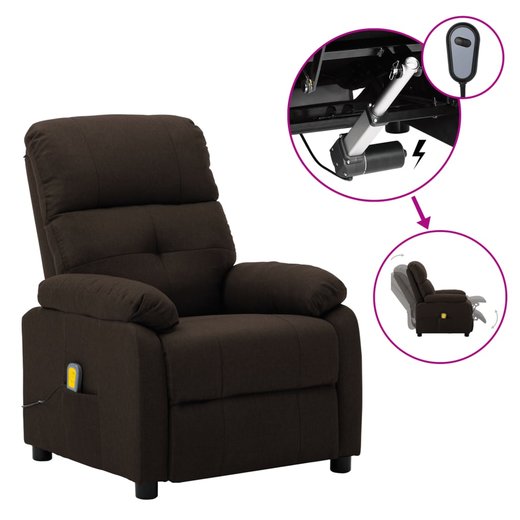 Elektrischer Massagesessel Verstellbar Dunkelbraun Stoff